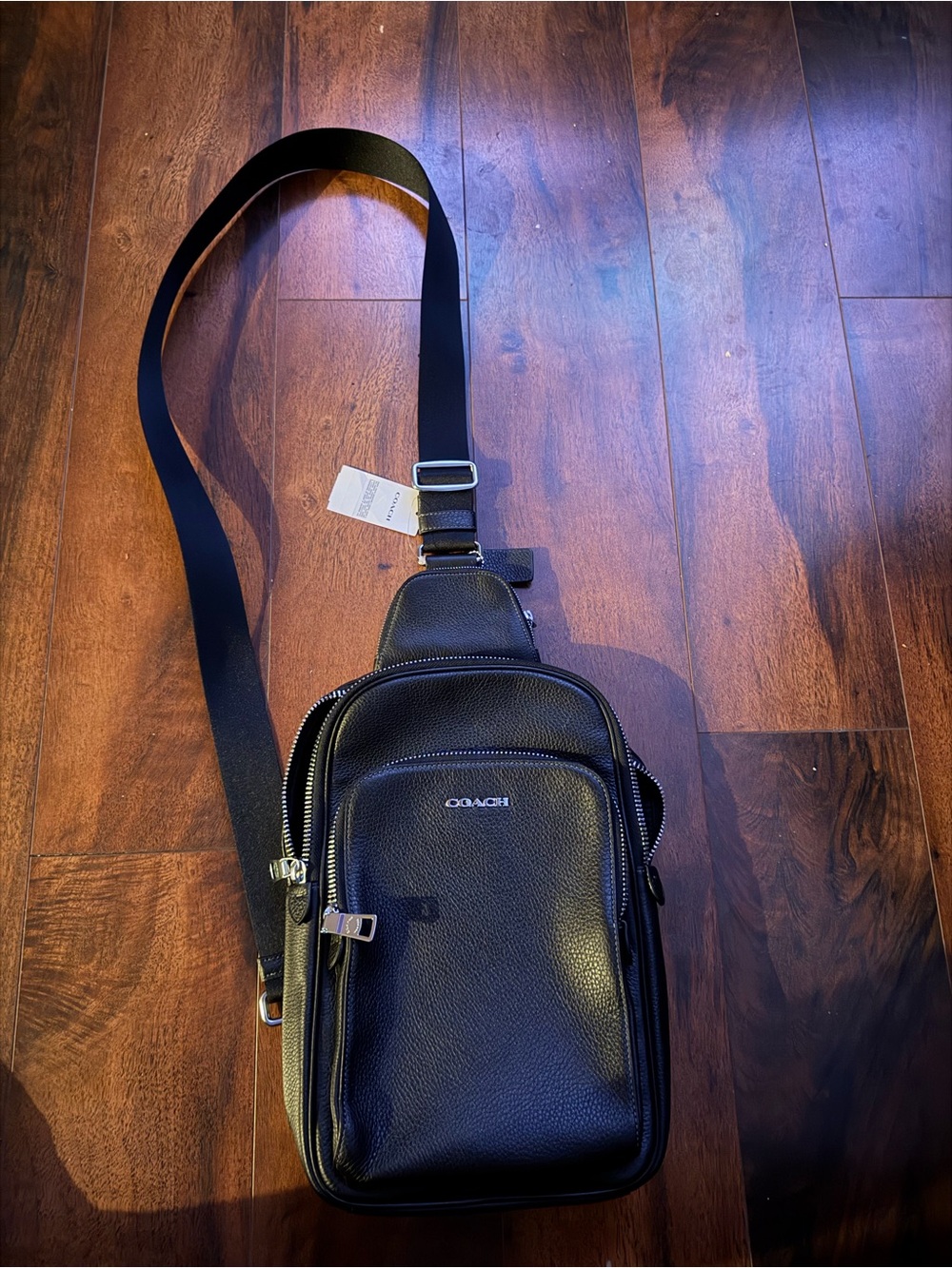 Coach Black Pebbled Leather Men's Crossbody Belt Bag Ethan pack retail $378 - Picture 2 of 10